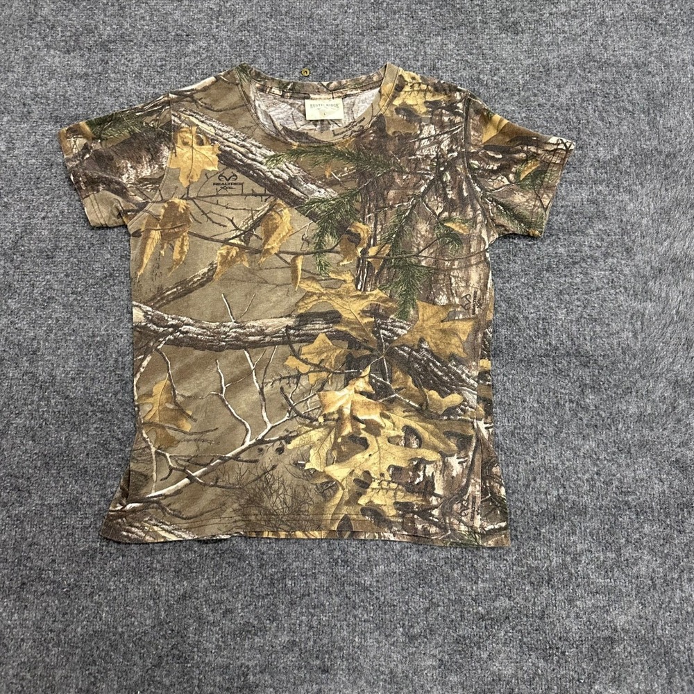 Rustic Ridge T-Shirt Womens Size L Brown Camo Realtree Short Sleeve Cotton Blend
